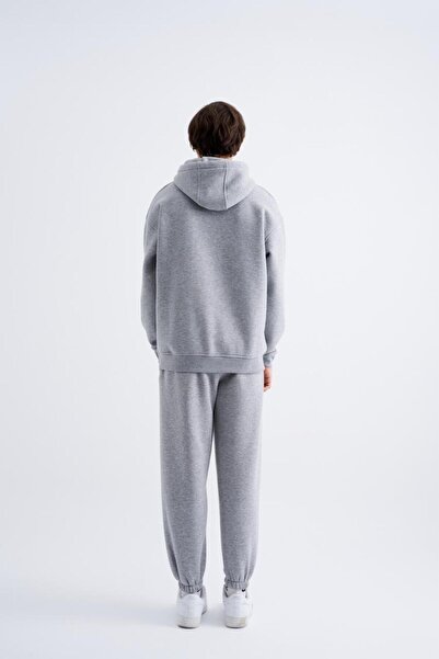 Machinist Ανδρικό φούτερ Basic με κουκούλα oversized Grey Melange