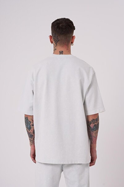 Machinist Ανδρικό μπλουζάκι Luxury Washed Basic Oversize Grey Spotted T-shirt