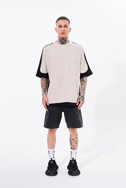 Machinist Ανδρικό μπλουζάκι Contrast Washed Oversize Grey Spotted