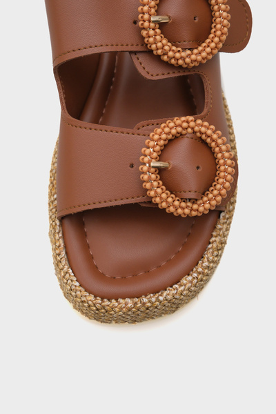 Capone Outfitters Marla Double Buckle Wedge Heeled Comfort Women's Slippers