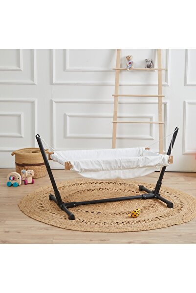 Svava Standlı Ahşap Bebek Hamak Beşik (HAM RENK)