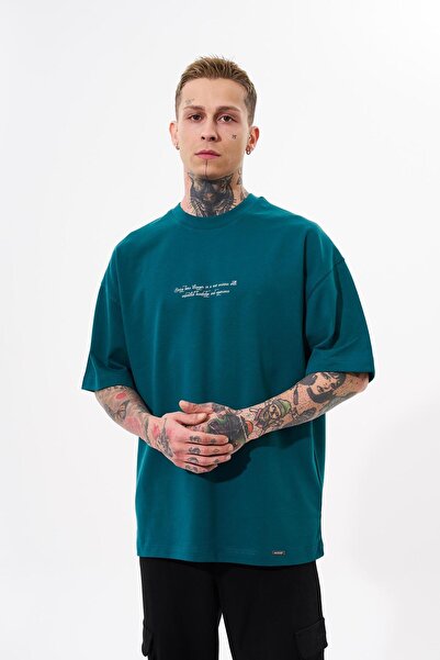 Machinist Ανδρικό μπλουζάκι Snake Applique με τύπωμα oversized Oil Green