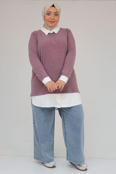 Eslina 58159 Plus Size Denim Mir Tunic - Dusty Rose