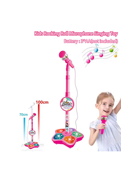 Choice1 حامل ميكروفون وردي للأطفال، ميكروفون كاريوكي إلكتروني محمول للأطفال، ميكروفون كاريوكي للحفلات متين