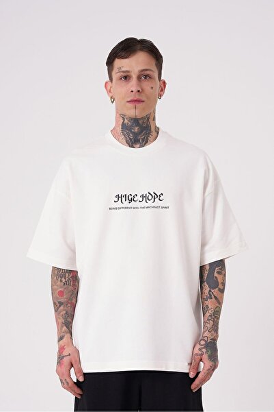 Machinist Ανδρικό μπλουζάκι High Hope με τύπωμα oversized εκρού