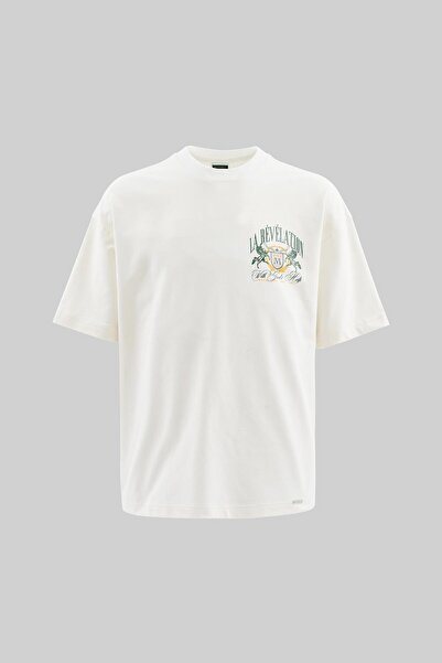 Machinist Men's La Revelation Printed Oversize Ecru T-Shirt