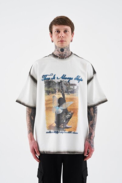 Machinist Чоловічий Kid With The Gun Oversize Екрю Футболка