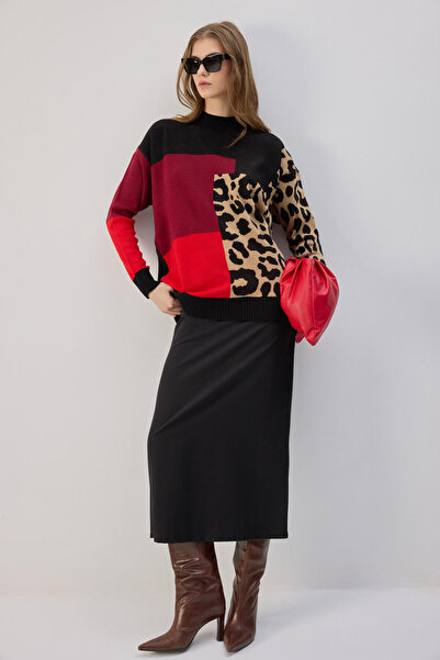 Touché Privé Leopard Block Patterned Knitwear Tunic
