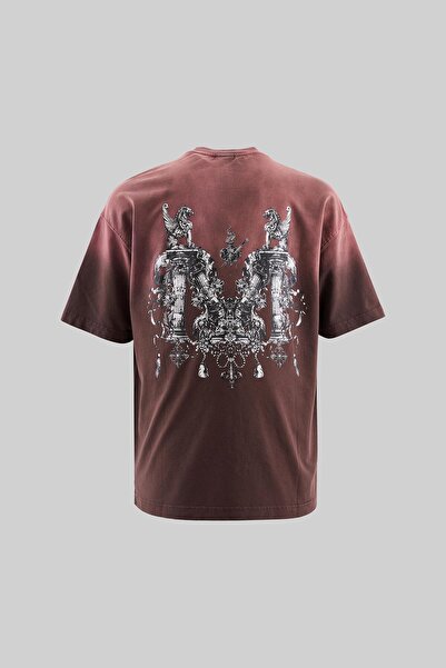 Machinist Чоловіча футболка з великим принтом Yikamali Oversize Dark Coffee Tişört