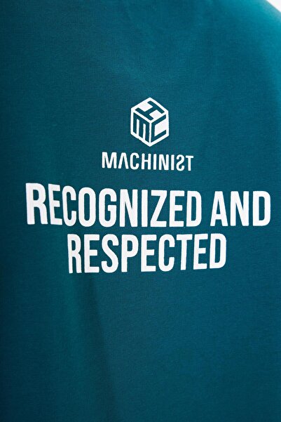 Machinist Ανδρικό μπλουζάκι με στάμπα oversized λαδί πράσινο