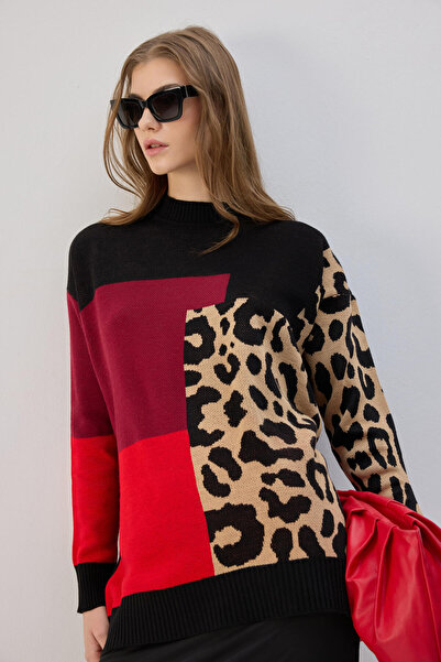 Touché Privé Leopard Block Patterned Knitwear Tunic