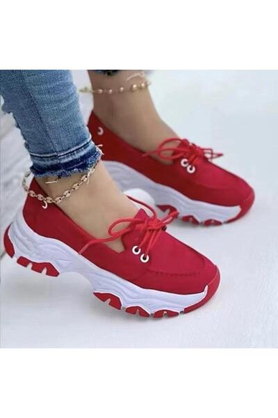 Generic Women's Lace-Up Platform Shoes Lightweight Cushioned Breathable Casual TPR Sole