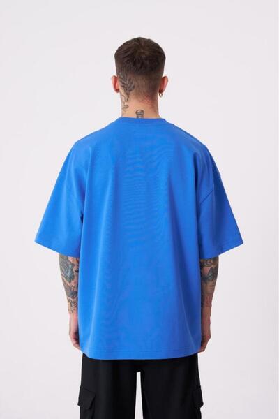 Machinist Ανδρικό μπλουζάκι Crane Bird με τύπωμα oversized γαλάζιο