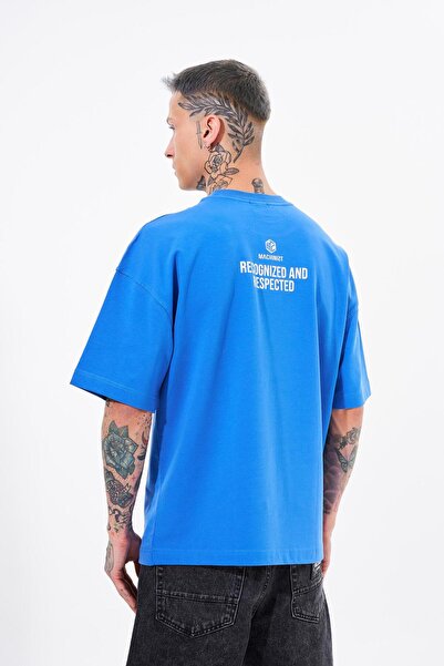 Machinist Ανδρικό μπλουζάκι με στάμπα oversized ανοιχτό μπλε