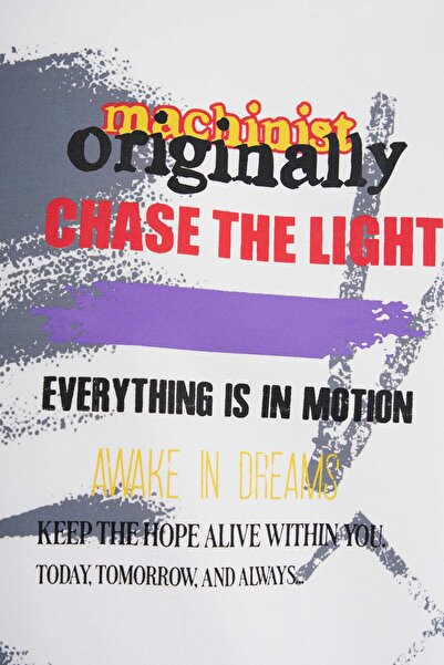 Machinist Чоловіча багатоколірна футболка oversize з принтом слогана, екрю