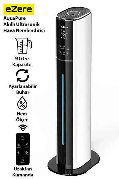 EZERE AquaPure 9L Akıllı Ultrasonik Hava Nemlendirici Buhar Makinesi Aromater...