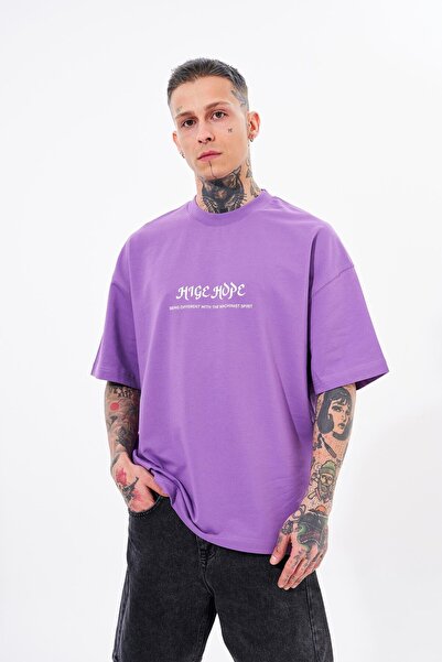 Machinist Ανδρικό μπλουζάκι High Hope με τύπωμα oversized Μωβ