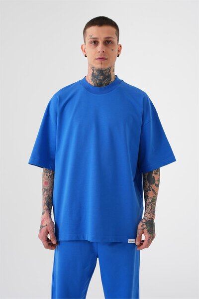 Machinist Ανδρικό μπλουζάκι Basic Cotton oversized Ανοιχτό μπλε