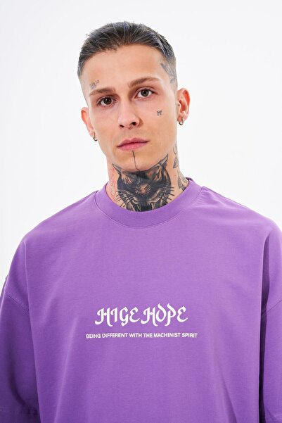 Machinist Ανδρικό μπλουζάκι High Hope με τύπωμα oversized Μωβ