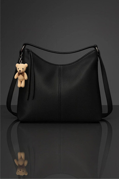 AVCA Kadın Suni Deri Ayarlanabilir Omuz Askılı Ayıcıklı Omuz ve Sırt çantası Olabilen Omuz Çantası