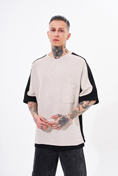 Machinist Ανδρικό μπλουζάκι Contrast Washed Oversize Grey Spotted