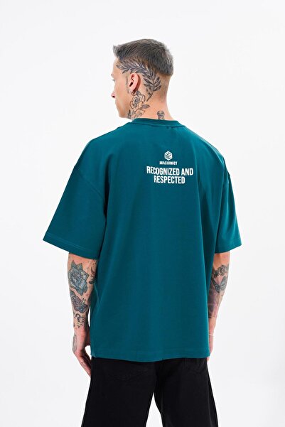 Machinist Ανδρικό μπλουζάκι με στάμπα oversized λαδί πράσινο