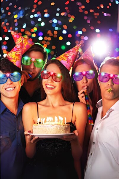 TanOzel Led Işıklı Panjur Şekilli Gözlük Karışık Renk 3 Adet