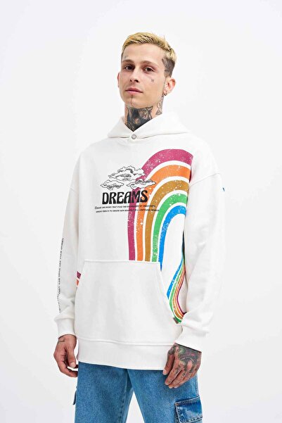 Machinist Чоловіча худі з принтом Rainbow, екрю