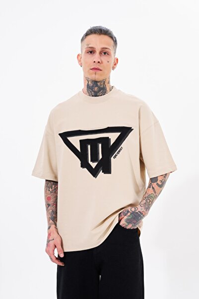 Machinist Ανδρικό μπλουζάκι Triangel Applique με τύπωμα ανοιχτό μπεζ