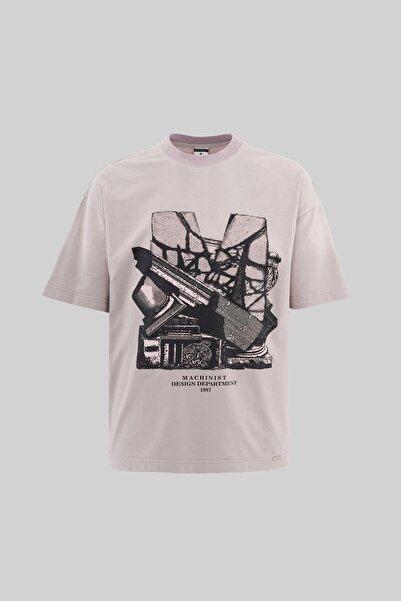 Machinist Muška majica sa otisnutim uzorkom, periva, Oversize kroj tamno bež ...