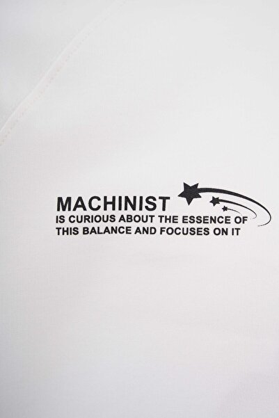 Machinist Чоловіча футболка Raglan Oversize з принтом слогана, екрю