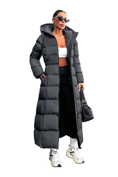 ParlaMira Dámský dlouhý prémiový péřový kabát s kapucí