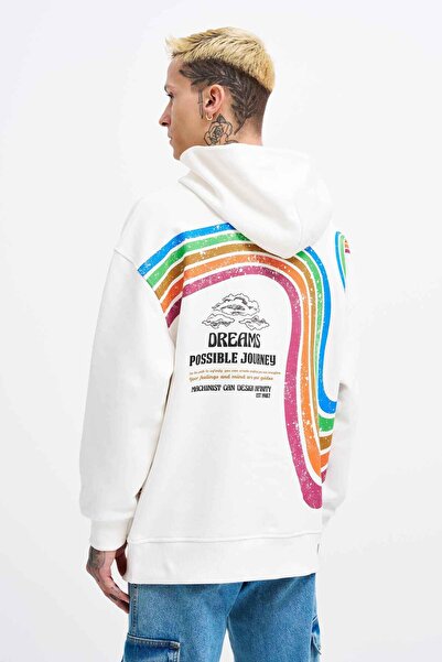 Machinist Чоловіча худі з принтом Rainbow, екрю