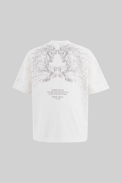 Machinist Men's Free Soul Glowing Printed Oversize Ecru T-Shirt