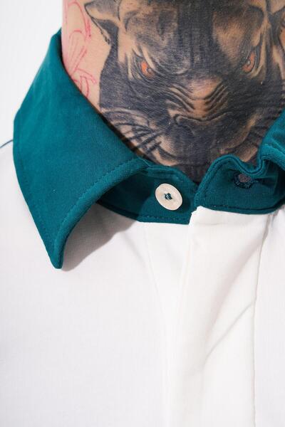 Machinist Men's Be Yourself Polo Neck Oversized T-Shirt Oil Green