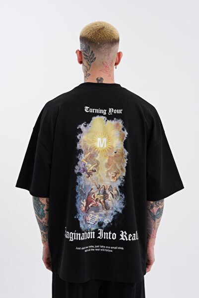 Machinist Ανδρικό μπλουζάκι Turning Your Imagination με τύπωμα oversized Μαύρο