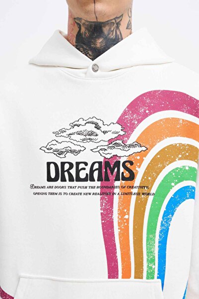 Machinist Чоловіча худі з принтом Rainbow, екрю