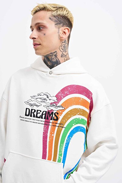 Machinist Чоловіча худі з принтом Rainbow, екрю