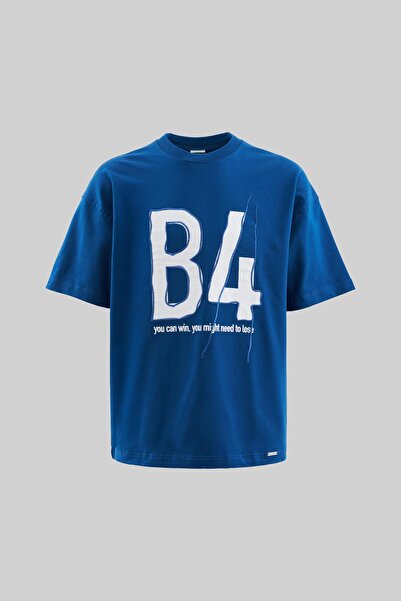 Machinist Чоловіча футболка B4 з принтом і вишивкою, оверсайз, індиго