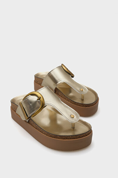 Capone Outfitters Margot Wedge Heeled Flip Flop Single Buckle Women's Comfort Slippers