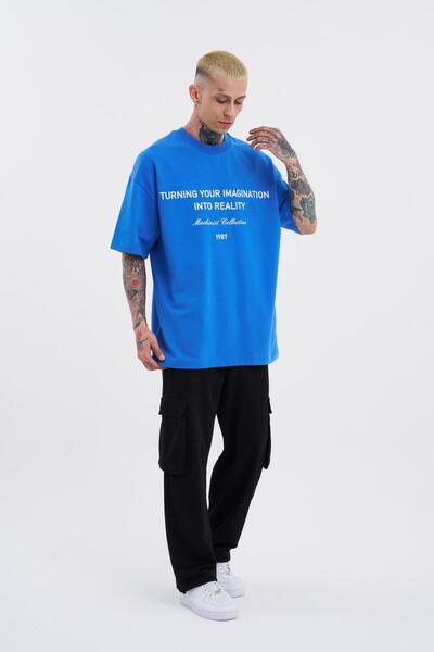 Machinist Ανδρικό μπλουζάκι Turning Your Imagination με τύπωμα oversized γαλάζιο