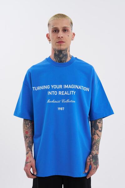Machinist Ανδρικό μπλουζάκι Turning Your Imagination με τύπωμα oversized γαλάζιο