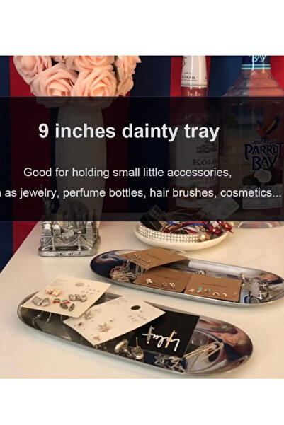 Generic 2-Pack Stainless Steel Decorative Oval Tray, 9 Inch, Silver