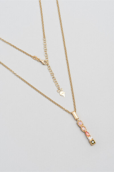 So CHIC... I Harfi Günışığı Renkli 18 Ayar Sarı Altın Kaplama Gümüş Kolye