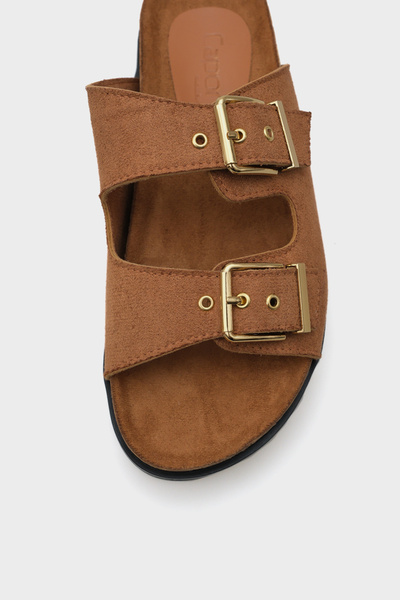 Capone Outfitters Margy Wedge Heeled Double Buckle Women's Comfort Slippers