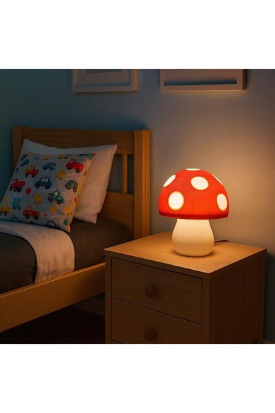 katasarım Mantar Tasarımlı Gece Lambası Abajur 18 Cm Yüksekliğindedir