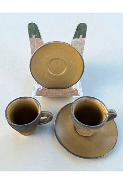 Home Inn Home Textile Rustic Matte Ceramic Coffee Cup Set – 4 Pieces, Handcrafted Vintage Espresso - Coffee Set