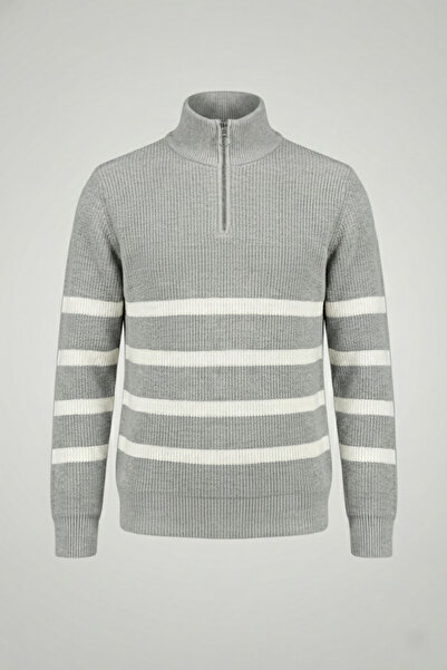 inpool Line Pattern, Half Zipper, Stand Collar, Knitwear Knit, Pattern Tracking, Winter Sweater 24Pltk08