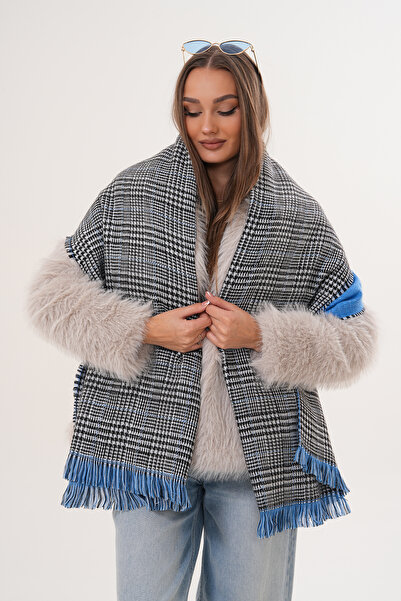 Ritagarcia Eșarfă șal albastru bebeluș cu textura moale pe două fețe