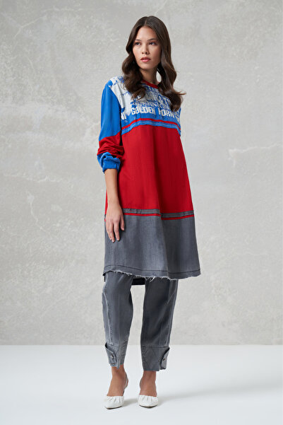 MissWhence Μπλε με τύπωμα Χτενισμένο Βαμβακερό Τουνίκ - 35002